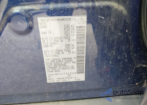 2018 Nissan Rogue Sl from USA, damaged, VIN 5N1AT2MV7JC731114